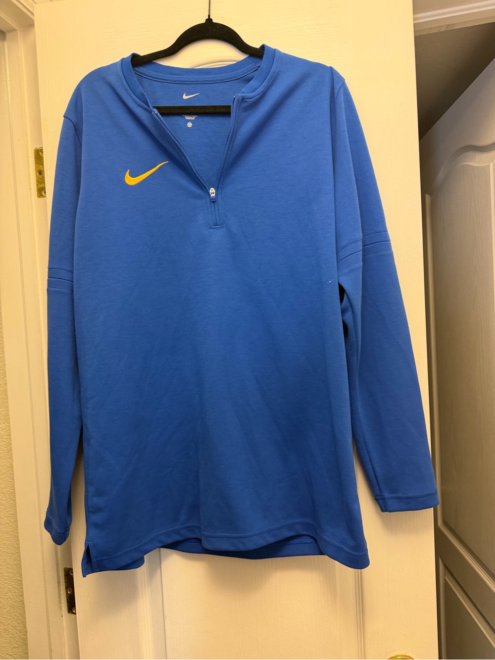 Nike Men's Royal Blue Quarter-Zip Pullover with Yellow Swoosh